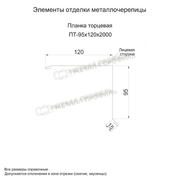 Планка торцевая 95х120х2000 (ПЭ-02-1014-0.5) ― приобрести по приемлемой цене в Компании Металл Профиль.