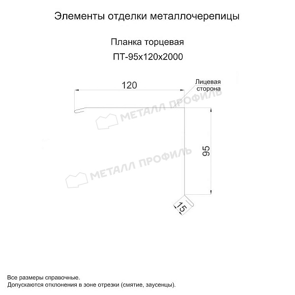 Планка торцевая 95х120х2000 (ПЭ-04-RR36-0.5) ― купить в Магнитогорске недорого.